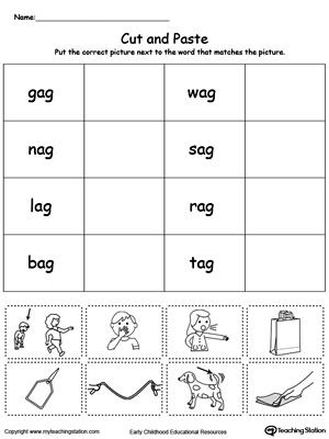 Learn word definition and spelling with this AG Word Family Match Picture with Word worksheet.