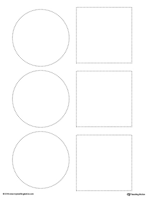 Trace squares and circles in this fine motor skills preschool worksheet.