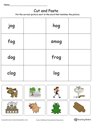 Learn word definition and spelling with this OG Word Family Match Picture with Word in Color worksheet.