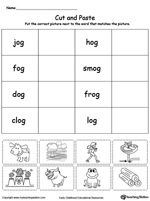 Learn word definition and spelling with this OG Word Family Match Picture with Word worksheet.