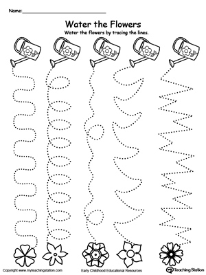 Practice pre-writing and fine motor skills by tracing the line patterns in this preschool tracing worksheet.