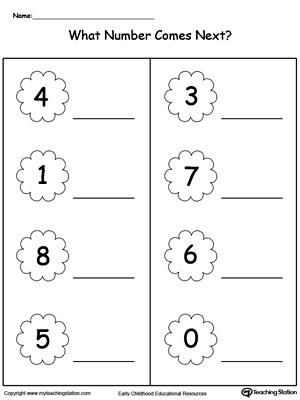 Practice the ability to identify what number comes next compared to other numbers in this printable worksheet.