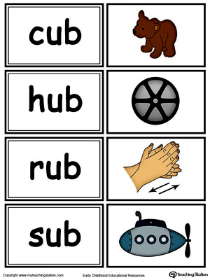 Word sorting and matching game with this UB Word Family printable worksheet in color.
