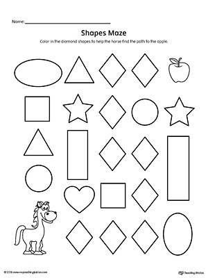 Practice identifying Diamond geometric shapes with this fun and simple printable maze.