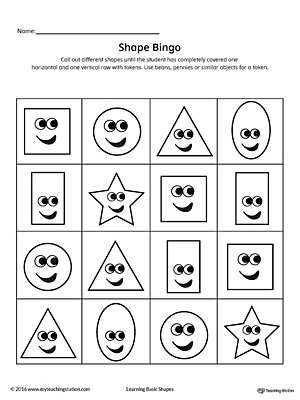 Practice identifying geometric shapes while having a ton of fun playing bingo! This card contains the square, circle, triangle, rectangle, oval and star shapes.