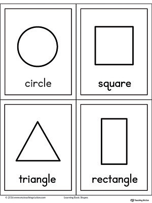 These printable picture cards show a clear representation of each basic geometric shape. Preschool Classroom-tested.