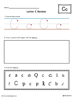 Use the Letter C Practice Worksheet to help your student identify and trace the letter C along with recognizing it
