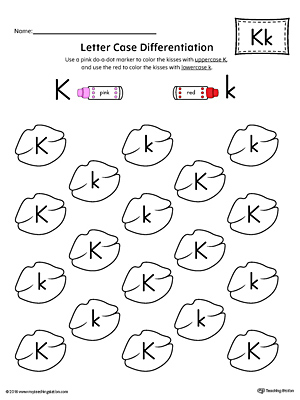 Use the Letter Case Recognition Worksheet: Letter K to help your preschooler to recognize the difference between the uppercase and lowercase A.