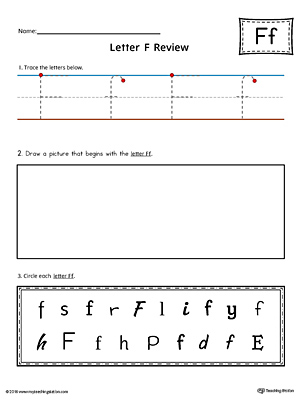 Use the Letter F Practice Worksheet to help your student identify and trace the letter F along with recognizing it