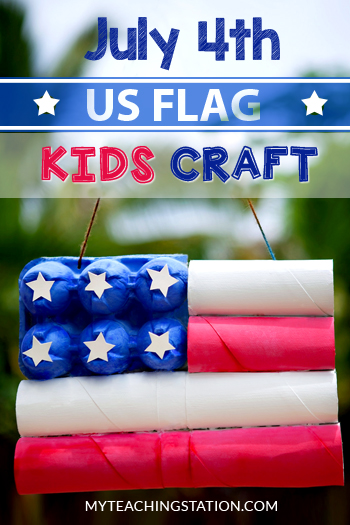 Simple US Flag Kids Art Craft 4th of July American Flag Kids Craft.