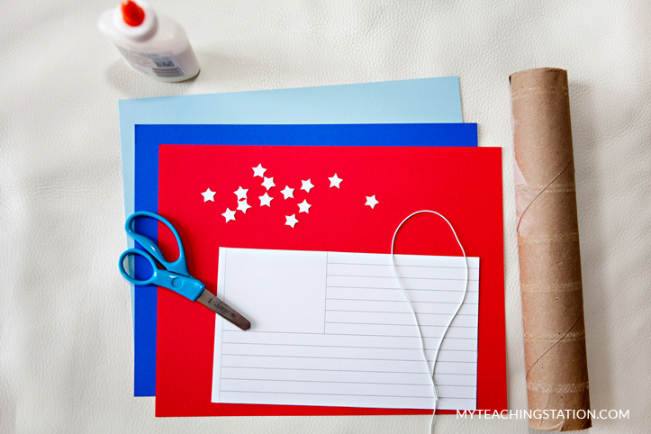 Material for creating patriotic kids art craft.