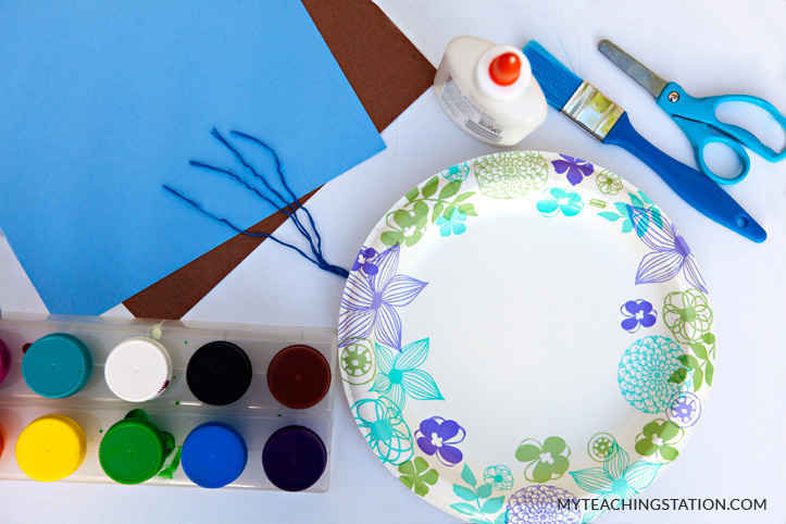 Paper plate umbrella activity supplies