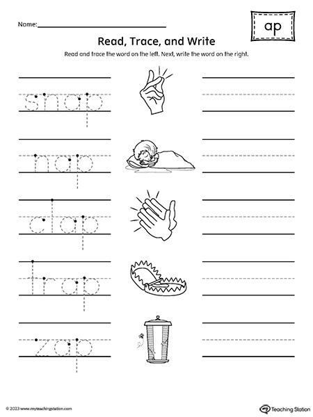 AP Word Family Read and Write Worksheet