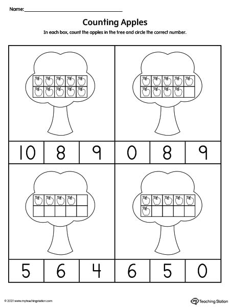 Preschool and kindergarten ten frame printable worksheets for numbers 1-10.
