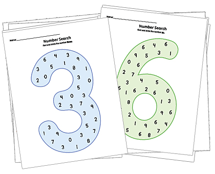 Number Search 0-10 Activity Set