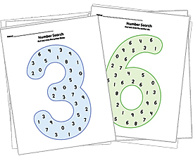 Number Search 0-10 Activity Set