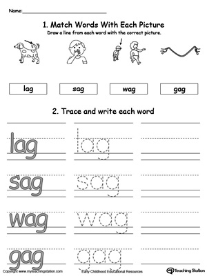 AG Word Family Connect, Trace and Write