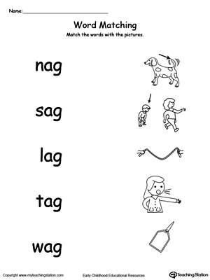 FREE* AG Word Family Picture and Word Match | MyTeachingStation.com