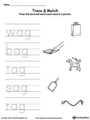 Write short words and identify sounds in this AG Word Family printable worksheet.