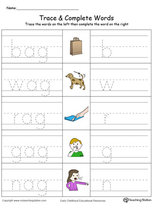 AG Word Family Trace and Write in Color | MyTeachingStation.com