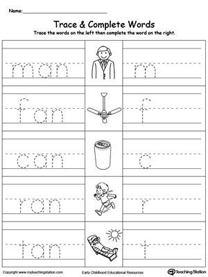 AN Word Family Trace and Write
