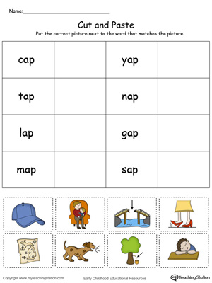 AP Word Family Match Picture with Word in Color