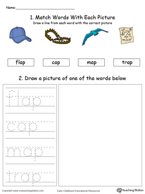 AP Word Family Phonics and Writing Practice in Color