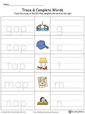 AP Word Family Trace and Write in Color