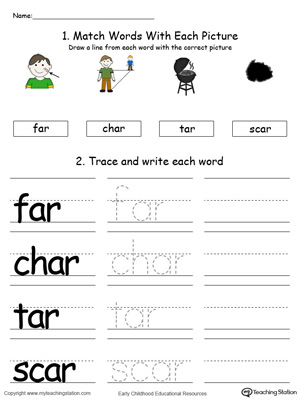 AR Word Family Connect, Trace and Write in Color