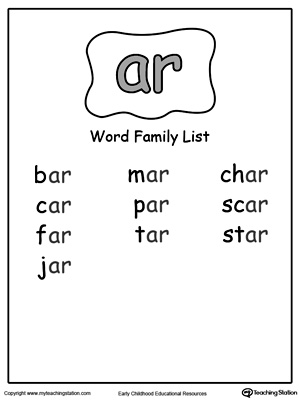 AR Word Family List | MyTeachingStation.com