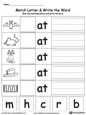 AT Word Family Workbook for Kindergarten | MyTeachingStation.com