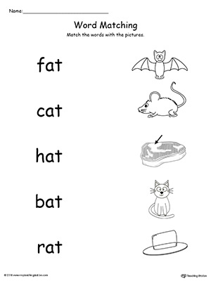 FREE* AT Word Family Picture Match | MyTeachingStation.com