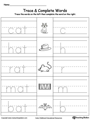 at word family workbook for kindergarten