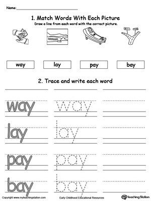 AY Word Family Workbook for Kindergarten ...