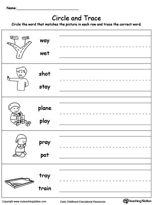 Build vocabulary, word-sound recognition and practice writing with this AY Word Family worksheet.