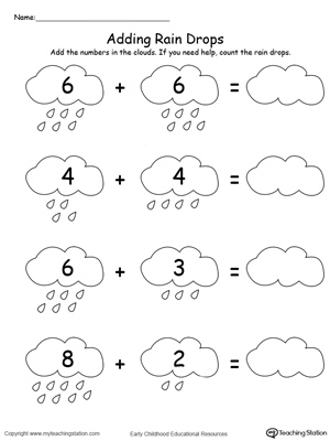Adding Numbers With Rain Drops Up to 12