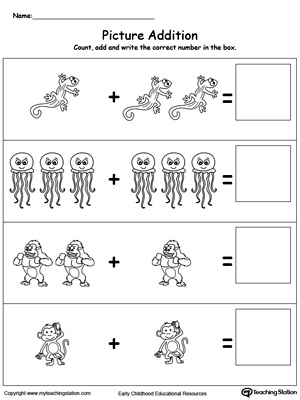 Early Childhood Addition Worksheets | MyTeachingStation.com