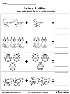 Early Childhood Addition Worksheets | MyTeachingStation.com