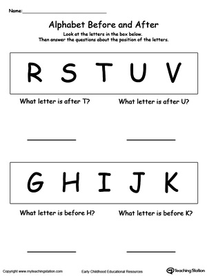 Alphabet Before and After Part2 | MyTeachingStation.com