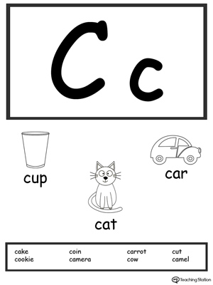 Letter C Printable Alphabet Flash Cards for Preschoolers