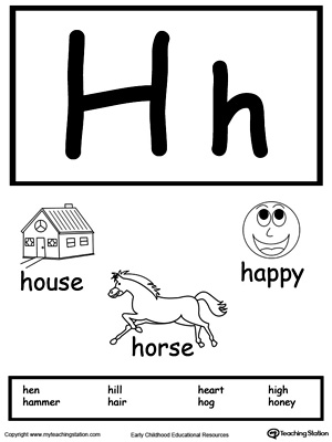 Recognize the sounds and letters at the beginning of words with this Letter H Printable Alphabet Flash Cards.
