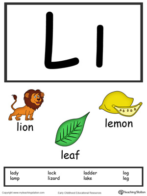 Recognize the letters and sounds at the beginning of words with Letter L Printable Alphabet Flash Cards.