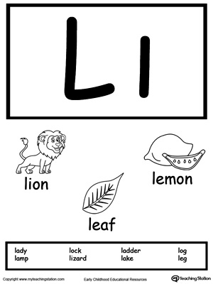 Letter L Printable Alphabet Flash Cards for Preschoolers