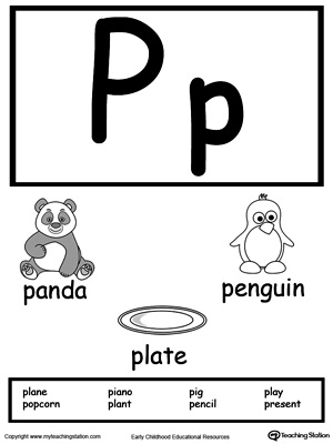 Letter P Printable Alphabet Flash Cards for Preschoolers