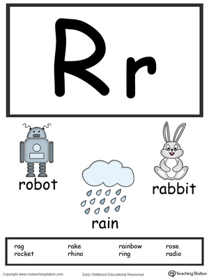 Letter R Alphabet Flash Cards for Preschoolers | MyTeachingStation.com