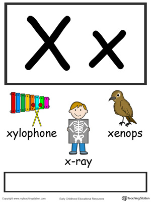 letter x alphabet flash cards for preschoolers myteachingstationcom