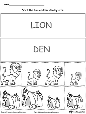 Animal Sort by Size: Lion and His Den