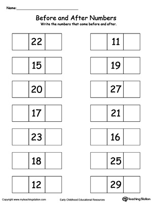 FREE* Before and After Numbers 10 Through 30