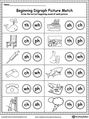 beginning digraph picture match myteachingstationcom