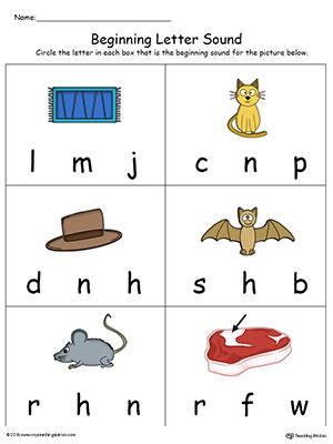 Beginning Letter Sound: AT Words in Color